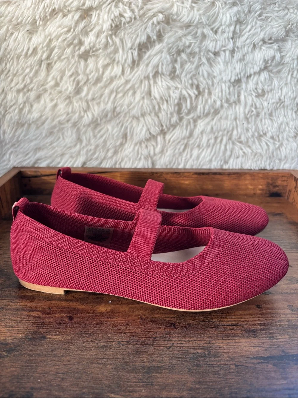 Danskin Burgundy Knit Mary Jane Flats